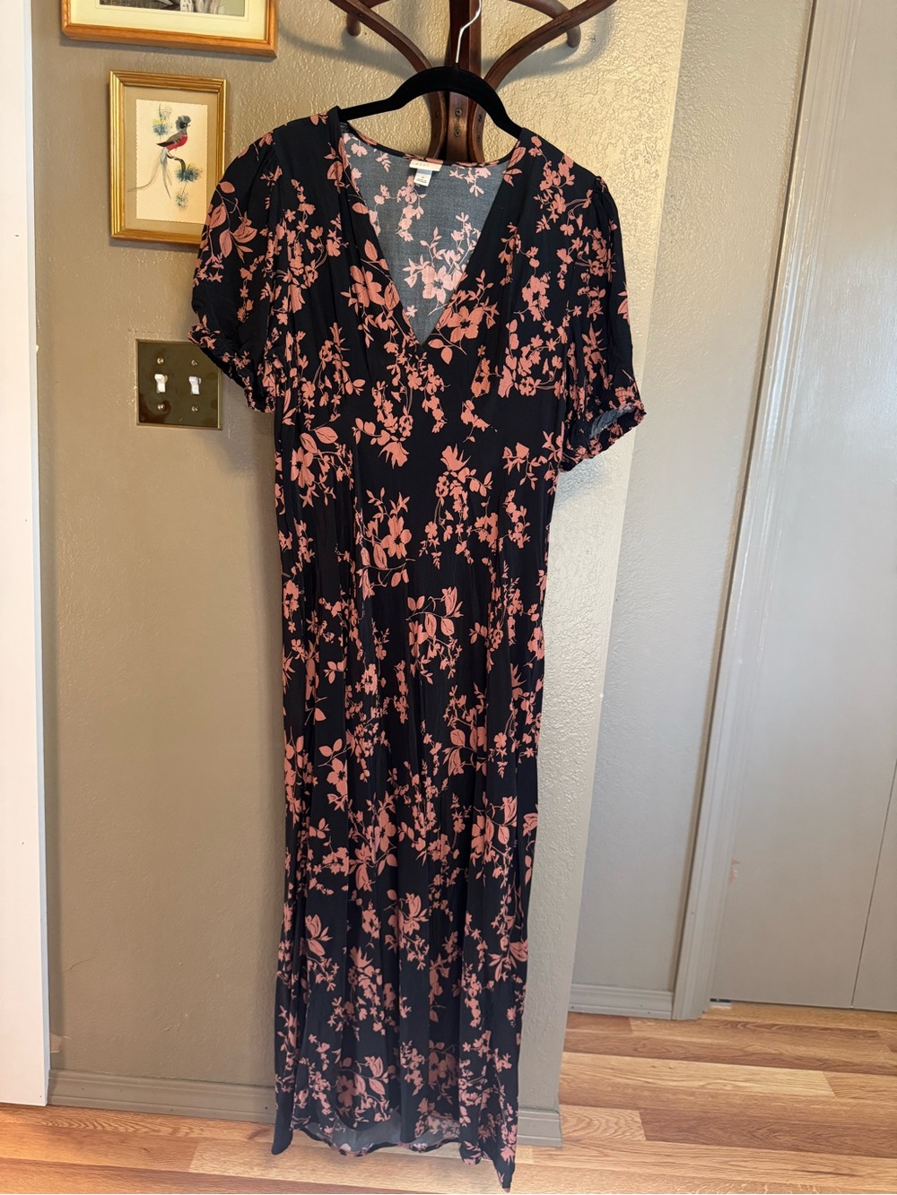 a new day Black Maxi Dress with Orange Floral Print